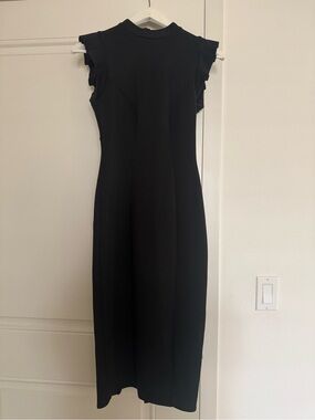 ASOS Black Sleeveless Midi Dress with Ruffle Shoulders